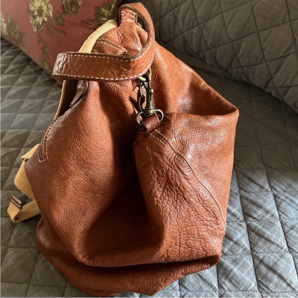 SUNDANCE CATALOG EUREKA BACKPACK COGNAC LEATHER